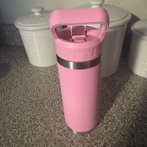 Yeti Pink 18 oz water bottle straw top